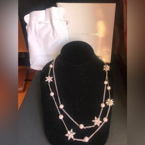 Atelier Swarovski Kalix Strandage crystal necklace in silver tone setting.